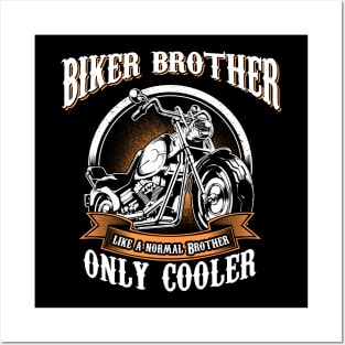 Only Cool Brother Rides Motorcycles T Shirt Rider Gift Posters and Art